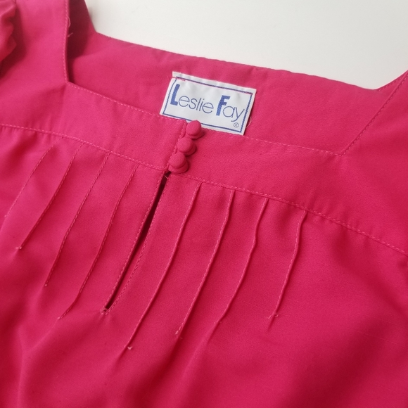 1970s Leslie Fay ILGWU pink longsleeve dress - Picture 6 of 10